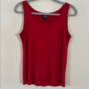 Eileen Fisher Silk Red Scoop Neck Tank Top